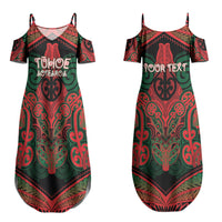 Aotearoa Iwi Tuhoe Personalised Couples Matching Summer Maxi Dress and Hawaiian Shirt Maori Kowhaiwhai Pattern