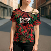 Aotearoa Iwi Tuhoe Personalised Cross Shoulder Shirt Maori Kowhaiwhai Pattern