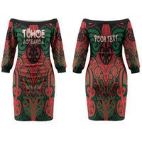 Aotearoa Iwi Tuhoe Personalised Family Matching Off The Shoulder Long Sleeve Dress and Hawaiian Shirt Maori Kowhaiwhai Pattern