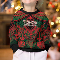 Aotearoa Iwi Tuhoe Personalised Kid Ugly Christmas Sweater Maori Kowhaiwhai Pattern