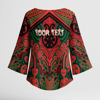 Aotearoa Iwi Tuhoe Personalised Kimono Sleeve Blouse Maori Kowhaiwhai Pattern