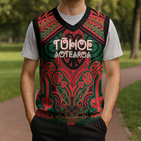 Aotearoa Iwi Tuhoe Personalised Christmas Knitted V-Neck Vest Maori Kowhaiwhai Pattern