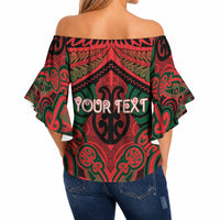 Aotearoa Iwi Tuhoe Personalised Off Shoulder Wrap Waist Top Maori Kowhaiwhai Pattern
