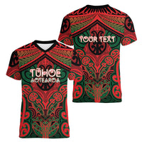 Aotearoa Iwi Tuhoe Personalised Women V-Neck T-Shirt Maori Kowhaiwhai Pattern