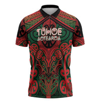 Aotearoa Iwi Tuhoe Personalised Zipper Polo Shirt Maori Kowhaiwhai Pattern