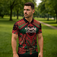 Aotearoa Iwi Tuhoe Personalised Zipper Polo Shirt Maori Kowhaiwhai Pattern