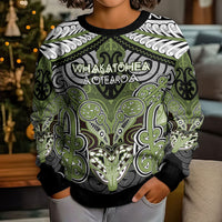 Aotearoa Iwi Whakatohea Personalised Kid Ugly Christmas Sweater Maori Kowhaiwhai Pattern