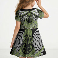 Aotearoa Iwi Whakatohea Personalised Kid Short Sleeve Dress Maori Kowhaiwhai Pattern