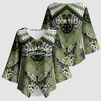Aotearoa Iwi Whakatohea Personalised Kimono Sleeve Blouse Maori Kowhaiwhai Pattern