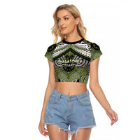 Aotearoa Iwi Whakatohea Personalised Raglan Cropped T Shirt Maori Kowhaiwhai Pattern