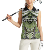 Aotearoa Iwi Whakatohea Personalised Women Sleeveless Polo Shirt Maori Kowhaiwhai Pattern