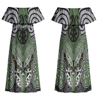 Aotearoa Iwi Ngati Awa Personalised Family Matching Off Shoulder Maxi Dress and Hawaiian Shirt Maori Kowhaiwhai Pattern