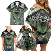 Aotearoa Iwi Ngati Awa Personalised Family Matching Off Shoulder Short Dress and Hawaiian Shirt Maori Kowhaiwhai Pattern