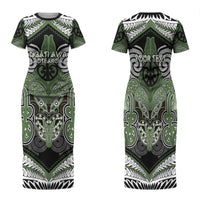 Aotearoa Iwi Ngati Awa Personalised Family Matching Short Sleeve Bodycon Dress and Hawaiian Shirt Maori Kowhaiwhai Pattern