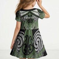Aotearoa Iwi Ngati Awa Personalised Kid Short Sleeve Dress Maori Kowhaiwhai Pattern