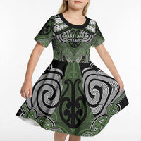 Aotearoa Iwi Ngati Awa Personalised Kid Short Sleeve Dress Maori Kowhaiwhai Pattern