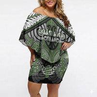 Aotearoa Iwi Ngati Awa Personalised Off Shoulder Short Dress Maori Kowhaiwhai Pattern