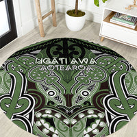 Aotearoa Iwi Ngati Awa Round Carpet Maori Kowhaiwhai Pattern