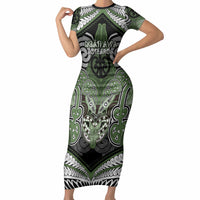 Aotearoa Iwi Ngati Awa Personalised Short Sleeve Bodycon Dress Maori Kowhaiwhai Pattern