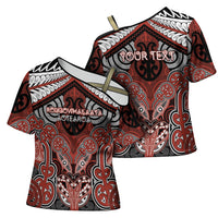 Aotearoa Iwi Rongowhakaata Personalised Cross Shoulder Shirt Maori Kowhaiwhai Pattern
