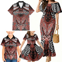 Aotearoa Iwi Rongowhakaata Personalised Family Matching Mermaid Dress and Hawaiian Shirt Maori Kowhaiwhai Pattern
