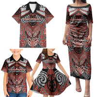Aotearoa Iwi Rongowhakaata Personalised Family Matching Puletasi and Hawaiian Shirt Maori Kowhaiwhai Pattern