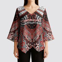 Aotearoa Iwi Rongowhakaata Personalised Kimono Sleeve Blouse Maori Kowhaiwhai Pattern