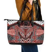 Aotearoa Iwi Rongowhakaata Leather Tote Bag Maori Kowhaiwhai Pattern
