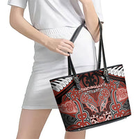 Aotearoa Iwi Rongowhakaata Leather Tote Bag Maori Kowhaiwhai Pattern