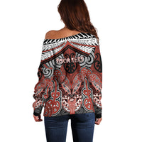Aotearoa Iwi Rongowhakaata Personalised Off Shoulder Sweater Maori Kowhaiwhai Pattern