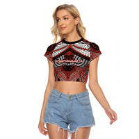 Aotearoa Iwi Rongowhakaata Personalised Raglan Cropped T Shirt Maori Kowhaiwhai Pattern