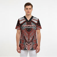 Aotearoa Iwi Rongowhakaata Personalised Scrub Top Maori Kowhaiwhai Pattern