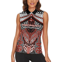 Aotearoa Iwi Rongowhakaata Personalised Women Sleeveless Polo Shirt Maori Kowhaiwhai Pattern