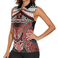 Aotearoa Iwi Rongowhakaata Personalised Women Sleeveless Polo Shirt Maori Kowhaiwhai Pattern