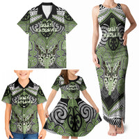 Aotearoa Iwi Ngati Raukawa Personalised Family Matching Tank Maxi Dress and Hawaiian Shirt Maori Kowhaiwhai Pattern