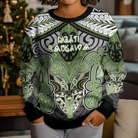 Aotearoa Iwi Ngati Raukawa Personalised Kid Ugly Christmas Sweater Maori Kowhaiwhai Pattern