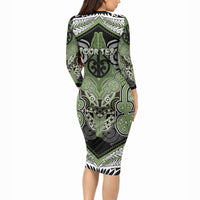 Aotearoa Iwi Ngati Raukawa Personalised Long Sleeve Bodycon Dress Maori Kowhaiwhai Pattern