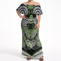 Aotearoa Iwi Ngati Raukawa Personalised Off Shoulder Maxi Dress Maori Kowhaiwhai Pattern