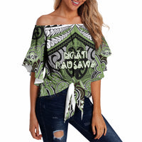 Aotearoa Iwi Ngati Raukawa Personalised Off Shoulder Wrap Waist Top Maori Kowhaiwhai Pattern