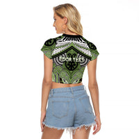 Aotearoa Iwi Ngati Raukawa Personalised Raglan Cropped T Shirt Maori Kowhaiwhai Pattern