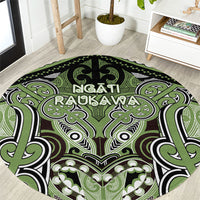 Aotearoa Iwi Ngati Raukawa Round Carpet Maori Kowhaiwhai Pattern