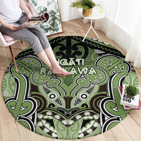 Aotearoa Iwi Ngati Raukawa Round Carpet Maori Kowhaiwhai Pattern