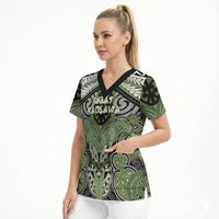Aotearoa Iwi Ngati Raukawa Personalised Scrub Top Maori Kowhaiwhai Pattern