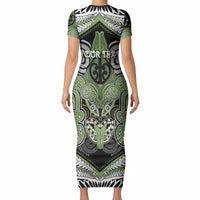 Aotearoa Iwi Ngati Raukawa Personalised Short Sleeve Bodycon Dress Maori Kowhaiwhai Pattern