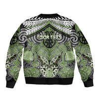 Aotearoa Iwi Ngati Raukawa Personalised Sleeve Zip Bomber Jacket Maori Kowhaiwhai Pattern
