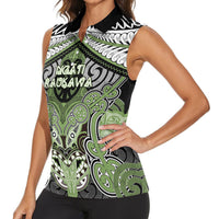 Aotearoa Iwi Ngati Raukawa Personalised Women Sleeveless Polo Shirt Maori Kowhaiwhai Pattern