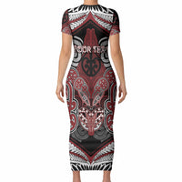 Aotearoa Iwi Ngati Toa Personalised Short Sleeve Bodycon Dress Maori Kowhaiwhai Pattern