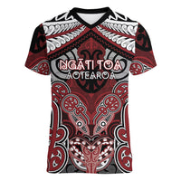 Aotearoa Iwi Ngati Toa Personalised Women V-Neck T-Shirt Maori Kowhaiwhai Pattern