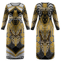 Aotearoa Iwi Ngati Tama Personalised Family Matching Long Sleeve Bodycon Dress and Hawaiian Shirt Maori Kowhaiwhai Pattern