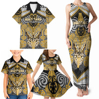 Aotearoa Iwi Ngati Tama Personalised Family Matching Tank Maxi Dress and Hawaiian Shirt Maori Kowhaiwhai Pattern